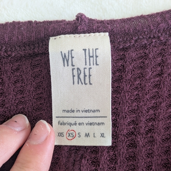 We the Free People Catalina Thermal waffle Tunic Top Long Sleeve Burgundy Xs - Picture 3 of 3